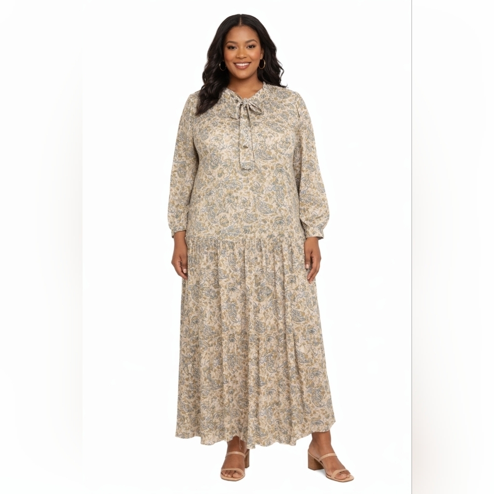 Uniqlo Long Sleeve Paisley Printed Dress Size Large